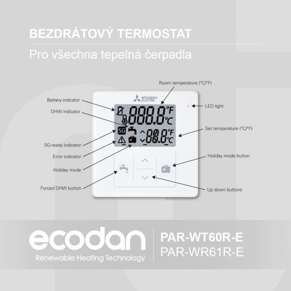 Externí bezdrátový prostorový termostat │ PAR-WT60/WR61R-E