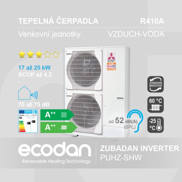 Tepelná čerpadla ECODAN (R410) - Zubadan Inverter │ PUHZ-SHW