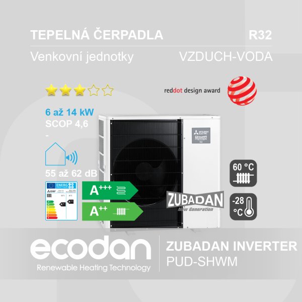 Tepelná čerpadla vzduch-voda Zubadan Inverter │ PUD-SHWM