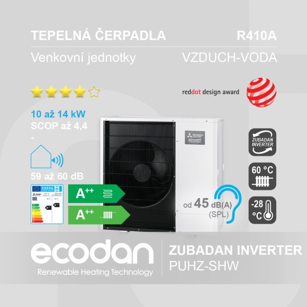 Tepelná čerpadla ECODAN (R410) - Zubadan Inverter │ PUHZ-SHW
